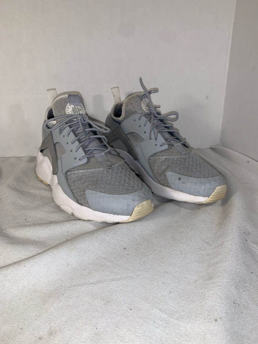 Nike Men's Air Huarache Run Ultra Grey/White/Cream Athletic Sneakers